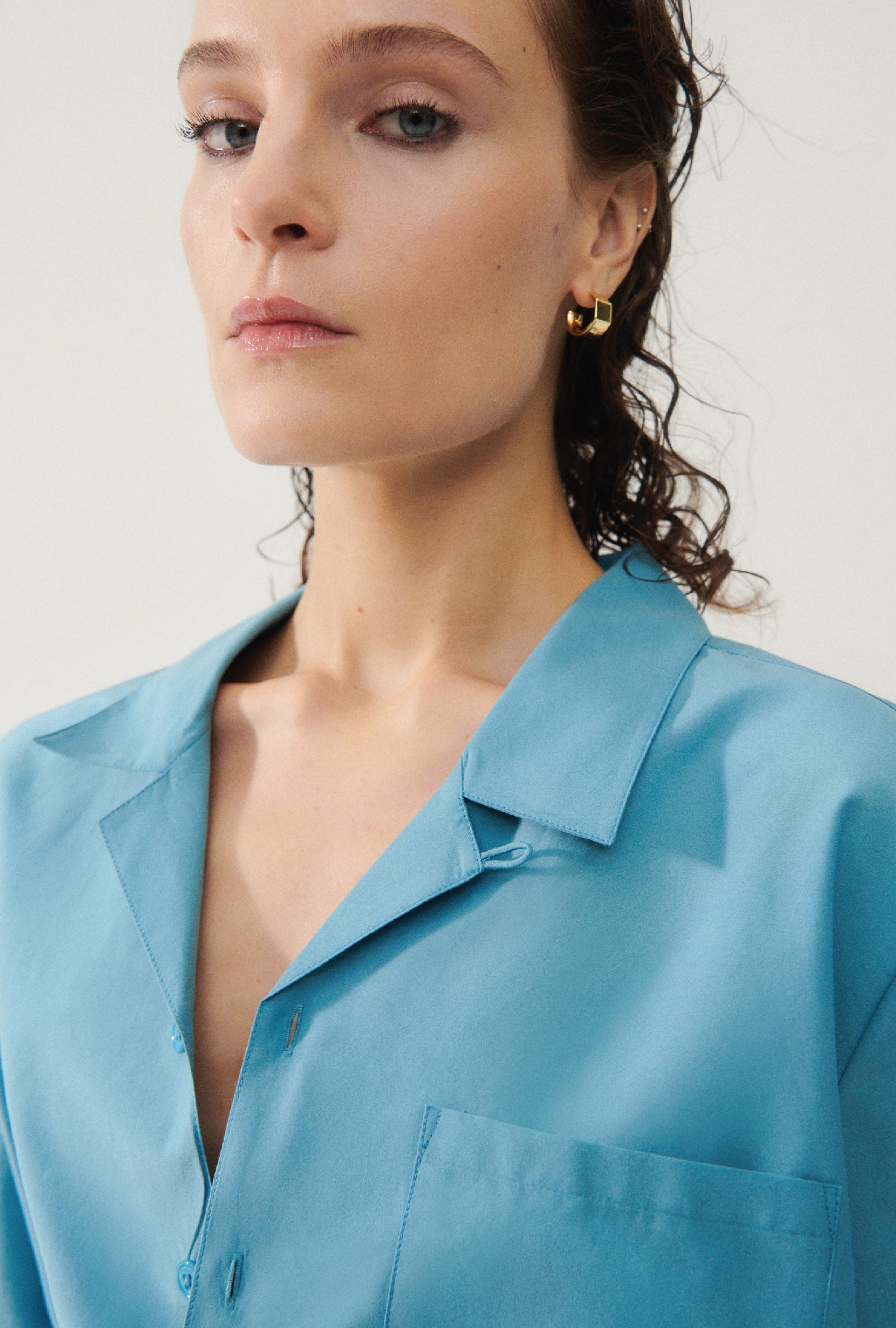 Chemise camp coupe courte en coton et soie Lake