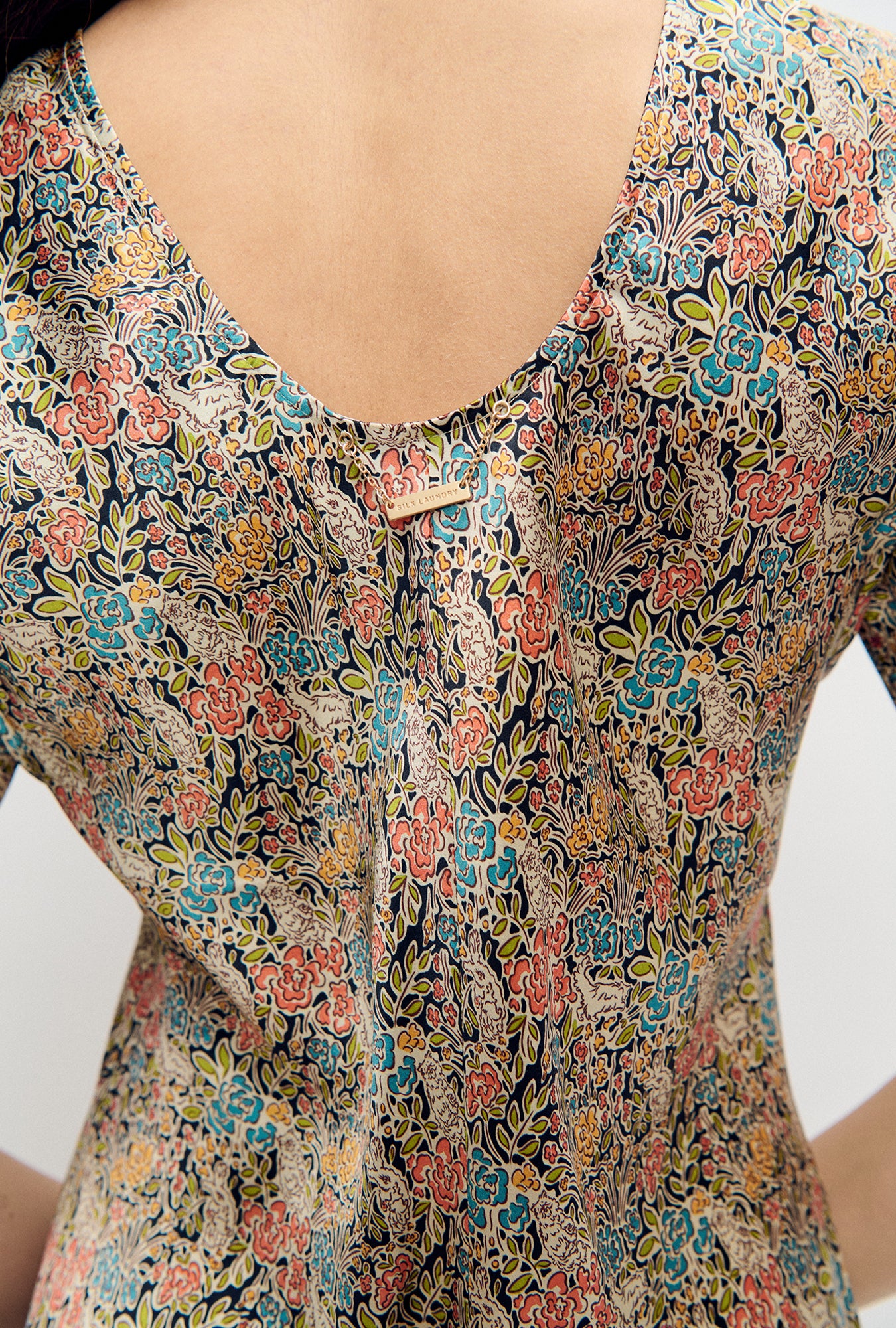 Robe biaisée à manches courtes - Imprimé fleuri Sugar