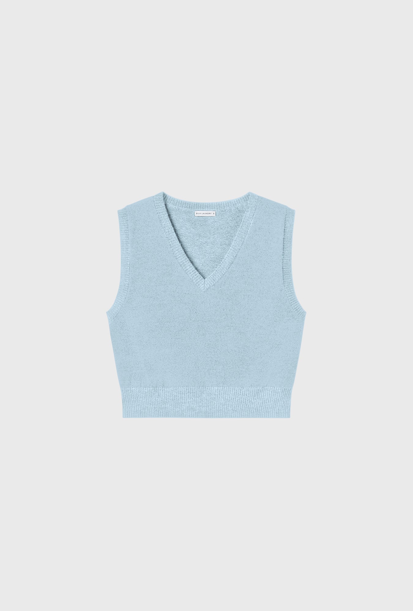 Gilet Pull sans Manches en Laine Col V Bleuet