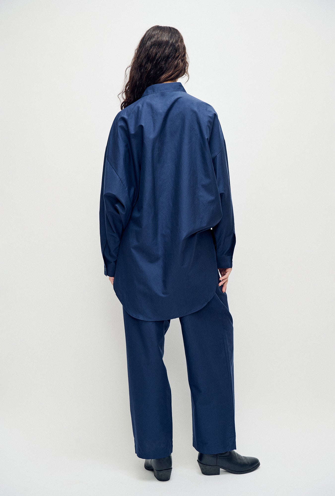 Chemise ronde en coton et soie Midnight