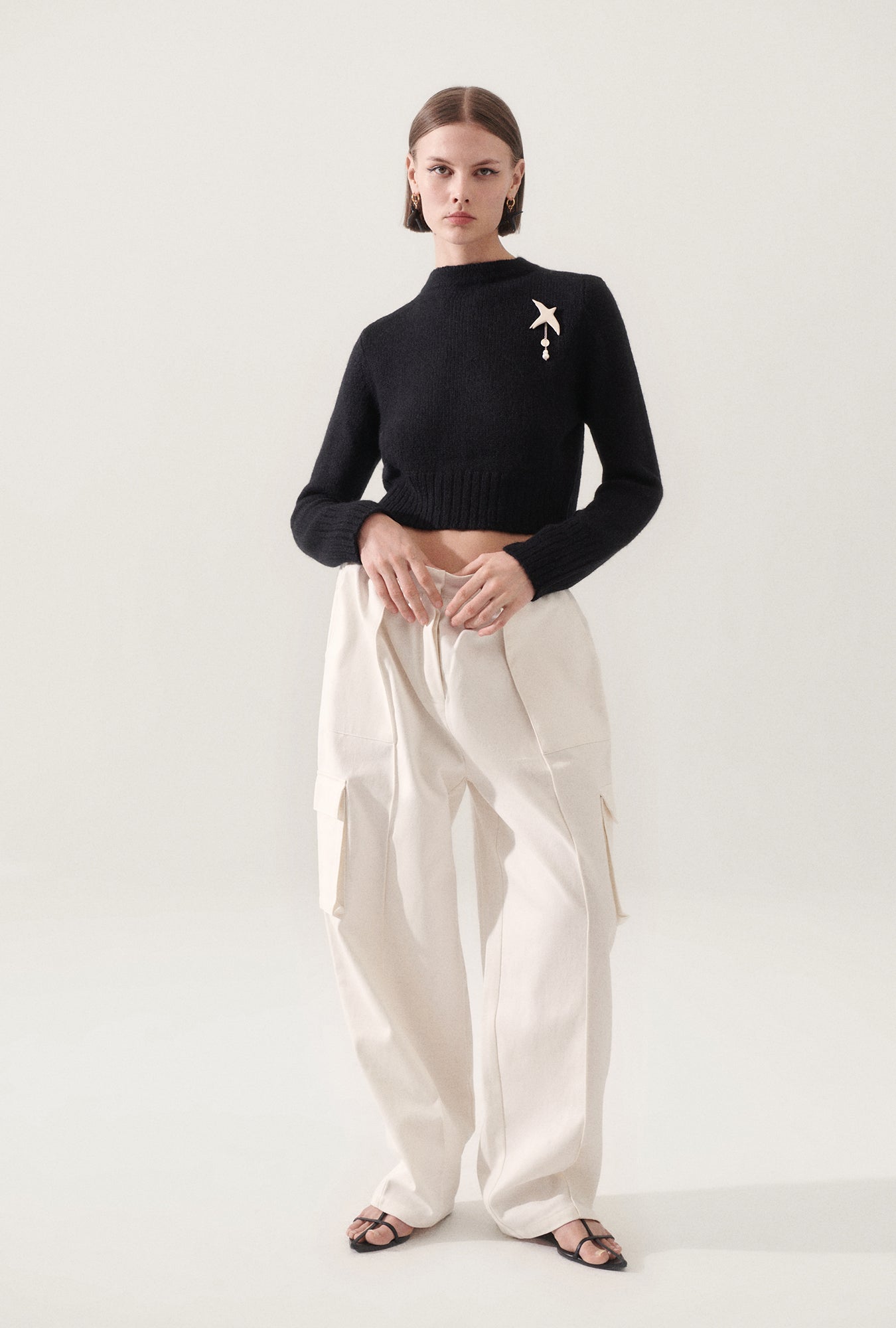 Pantalon cargo en toile Naturel