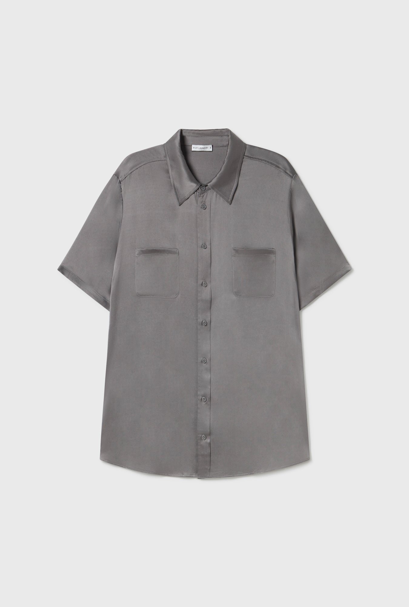 Chemise manches courtes style boyfriend gris perle