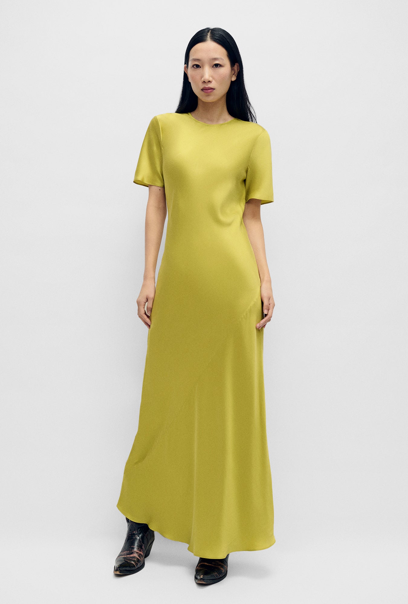 Robe biaisée à manches courtes Cactus