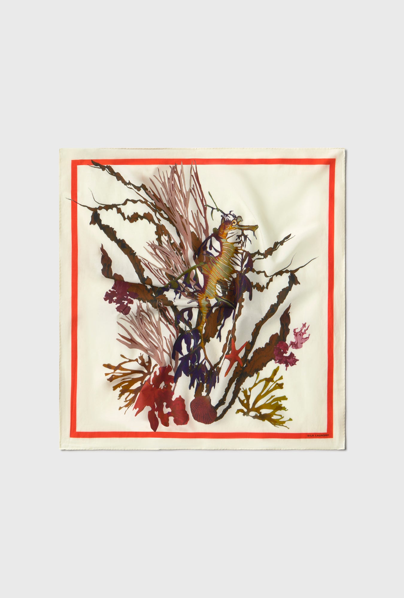 Écharpe en coton et soie motif hippocampe