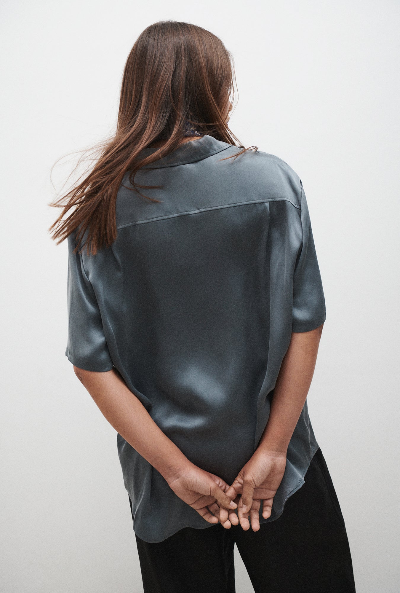 Chemise Boyfriend à Manches Courtes Ardoise