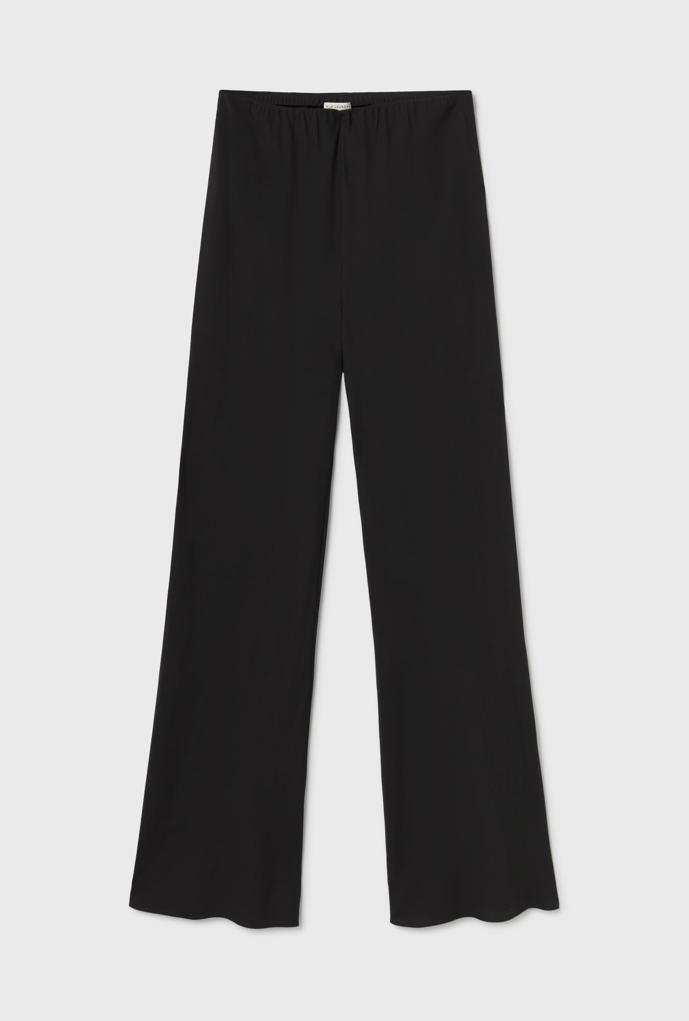 Pantalon ample coupé en biais en laine et soie noir