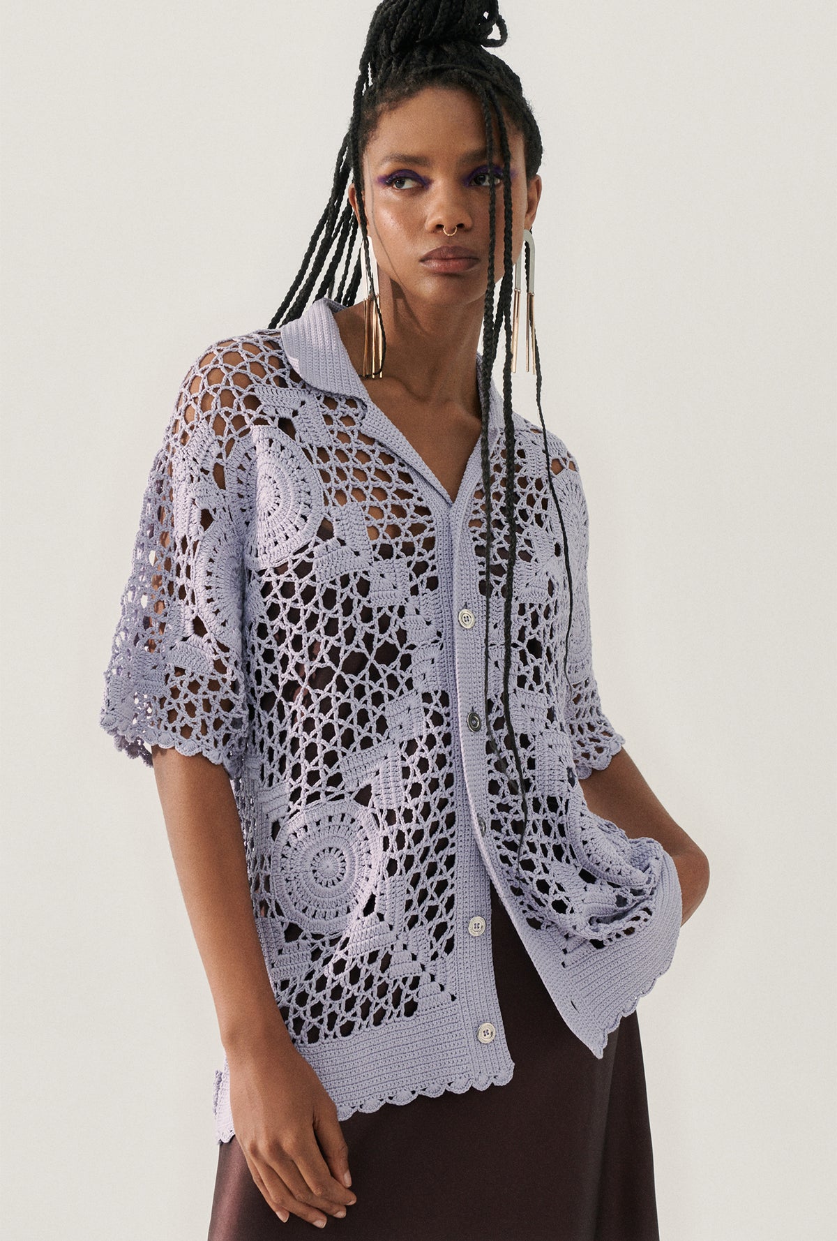 Crochet Grandpa Shirt Lavender