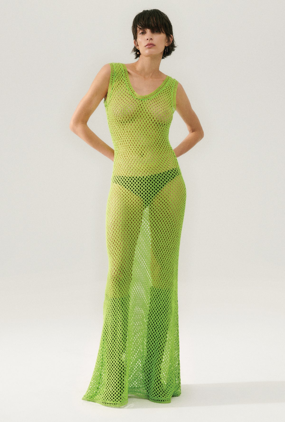 Robe en crochet à encolure dégagée - Fougère