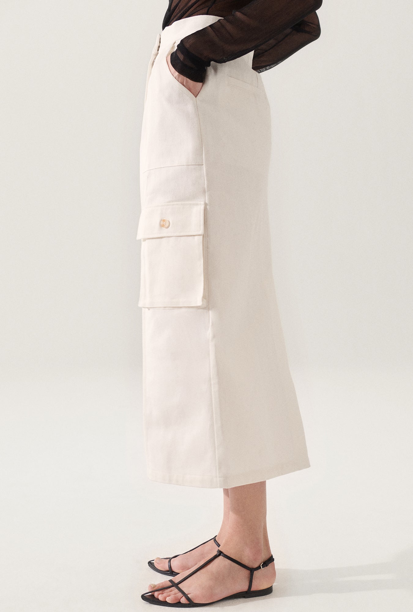Jupe cargo en toile Naturel