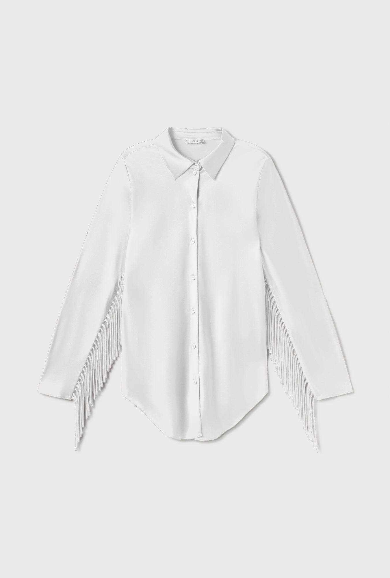 Chemise Blanche Coupe Asymétrique à Franges