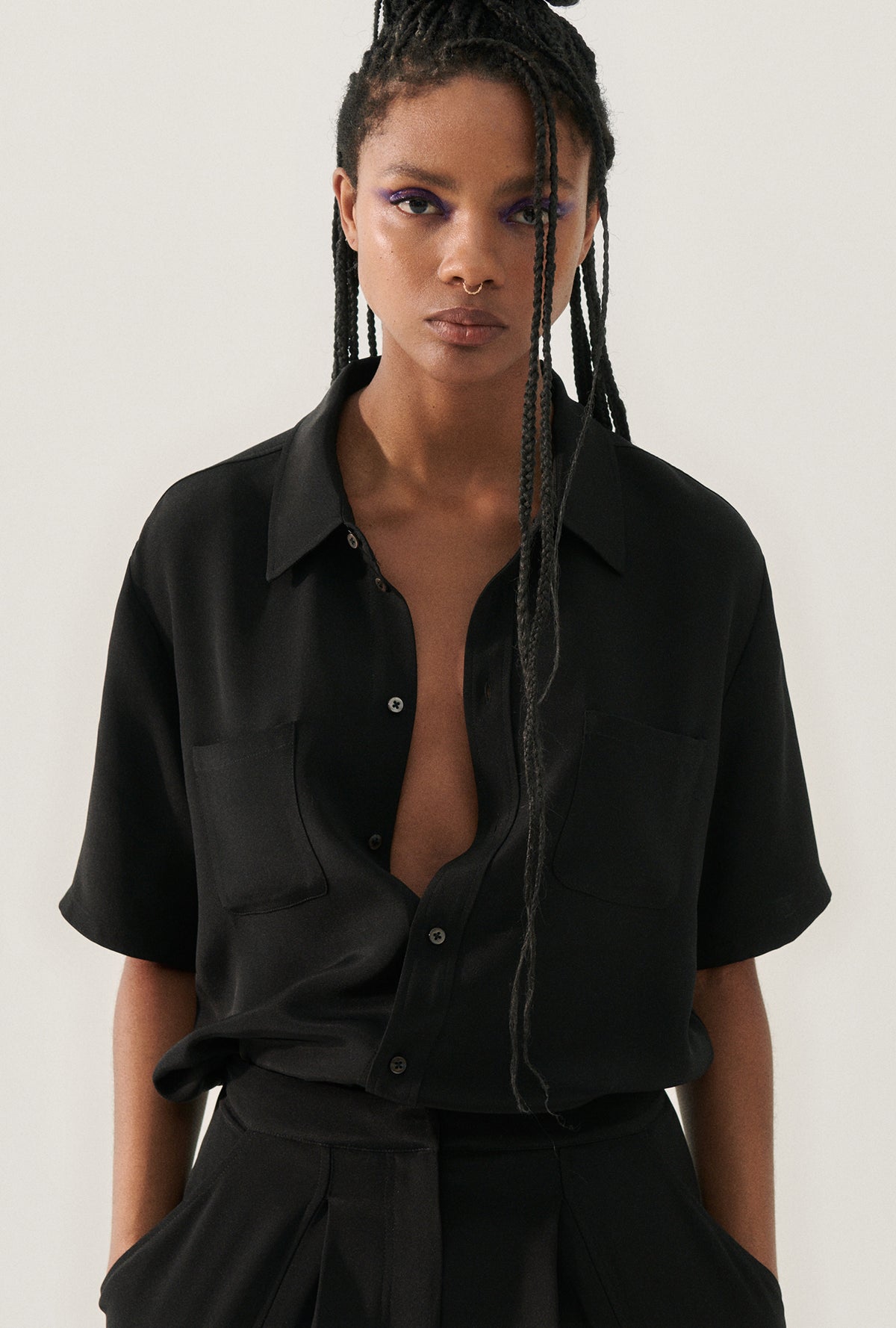 Chemise ample CDC manches courtes noire