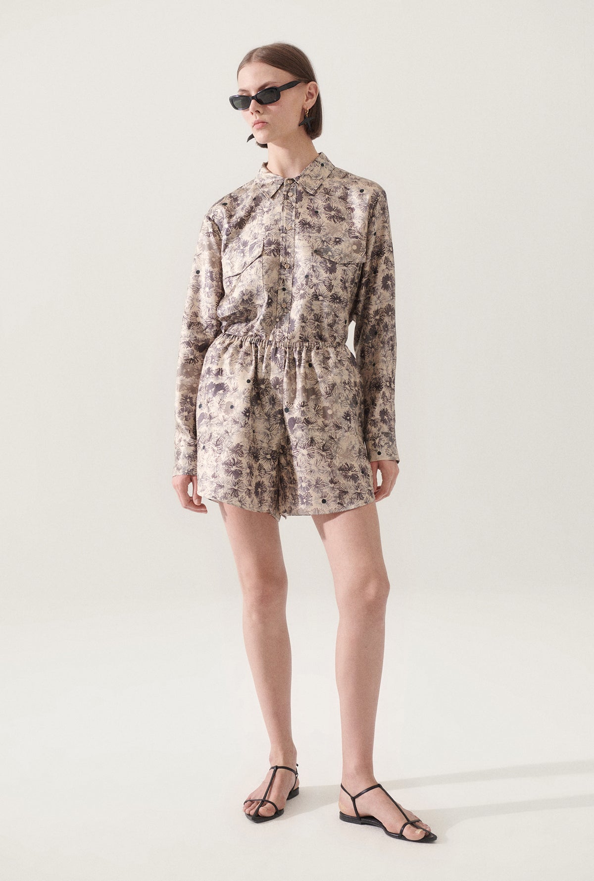 Short Twill Racer Fleuri Aster