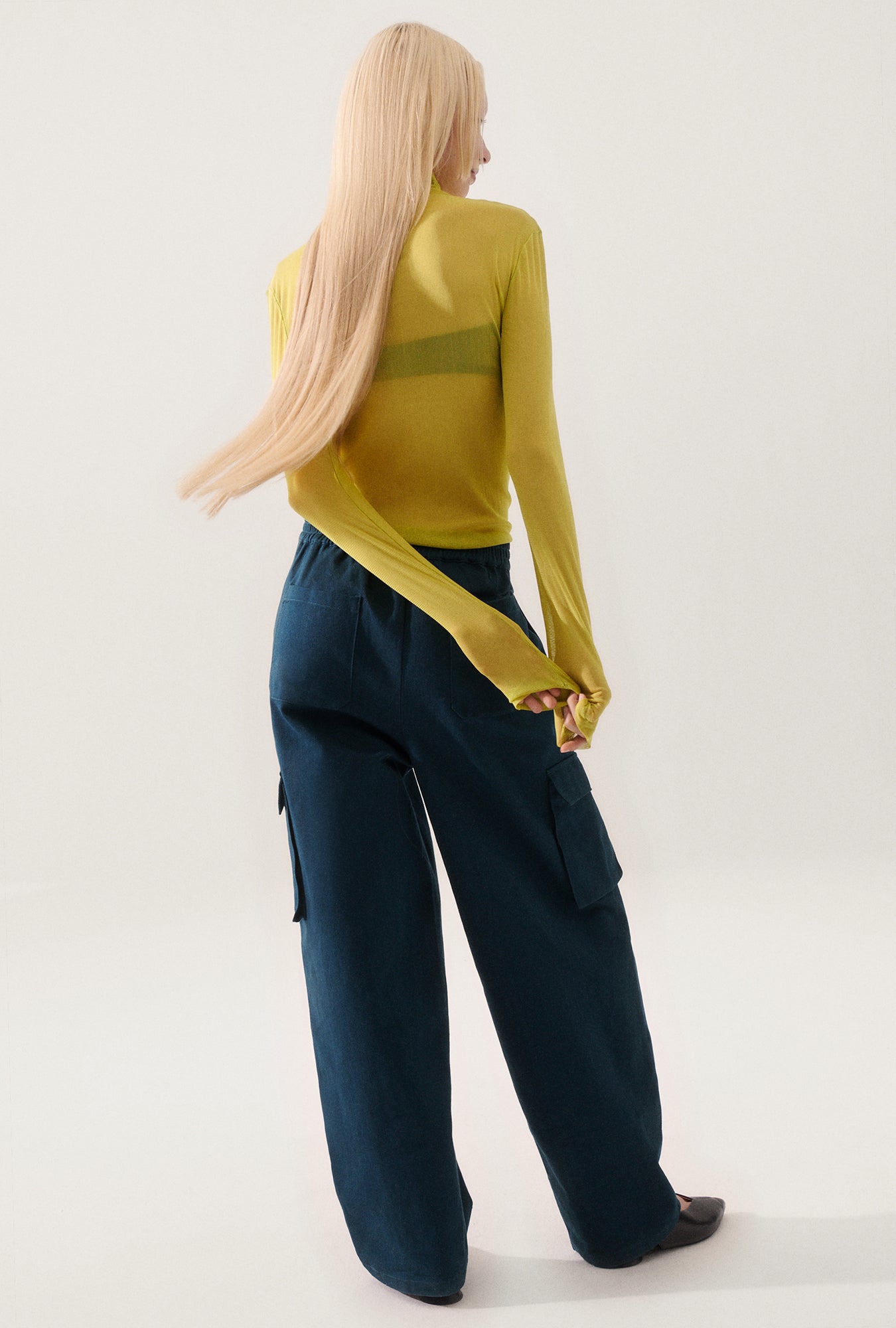 Pantalon cargo en toile sarcelle