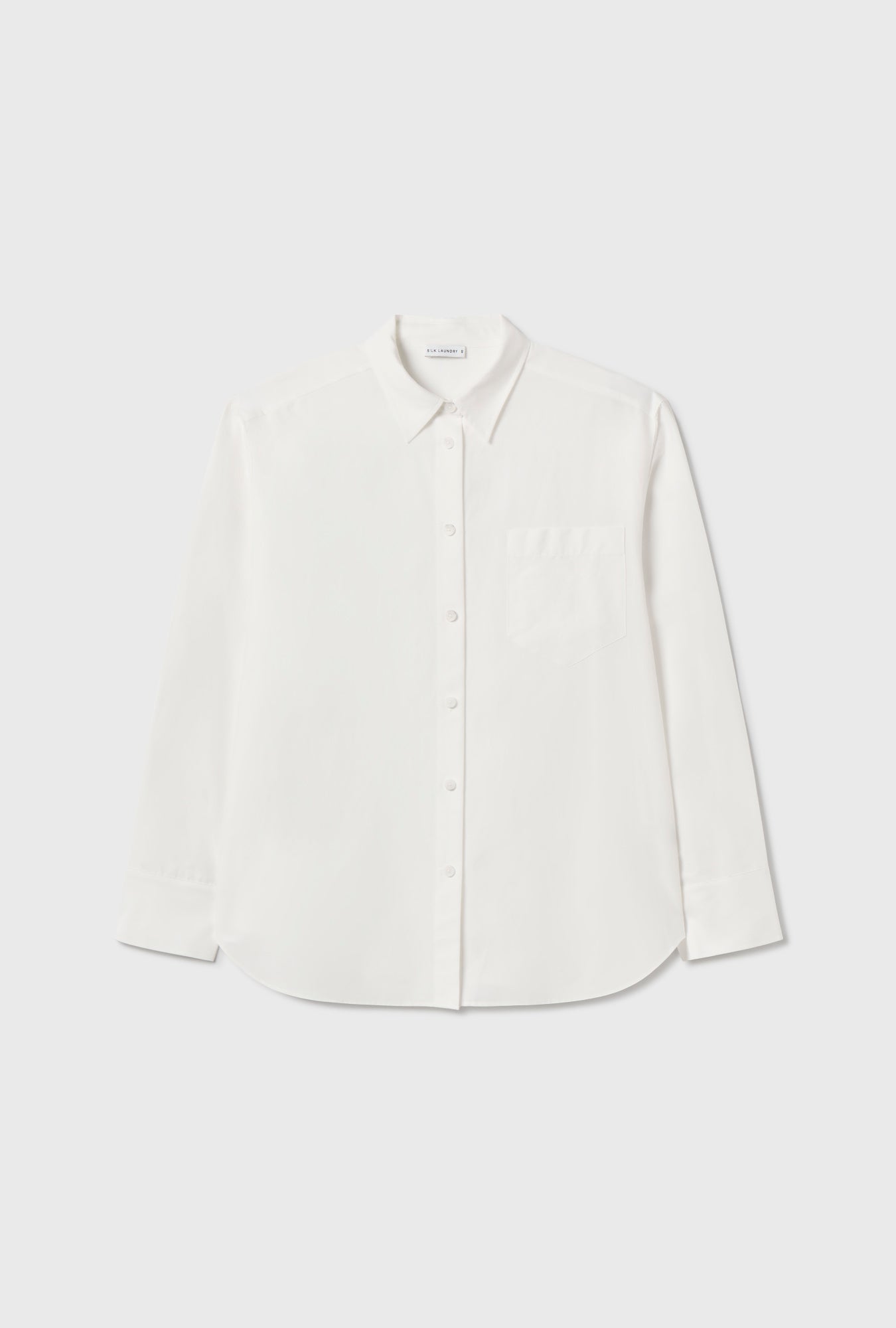 Chemise plissée à empiècement en coton et soie blanc