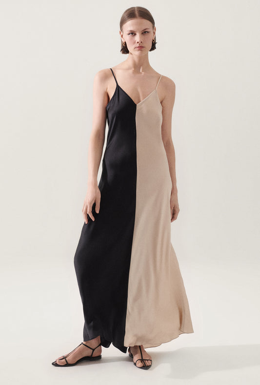 Robe bicolore noisette/noir