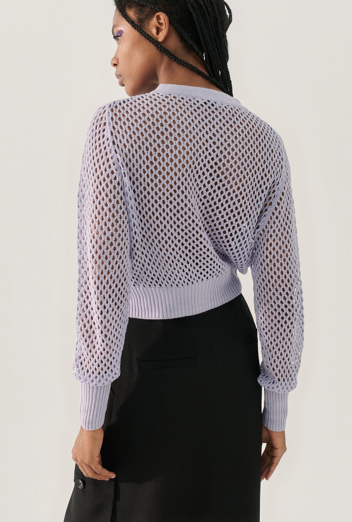 Crochet Cropped Cardigan Lavender