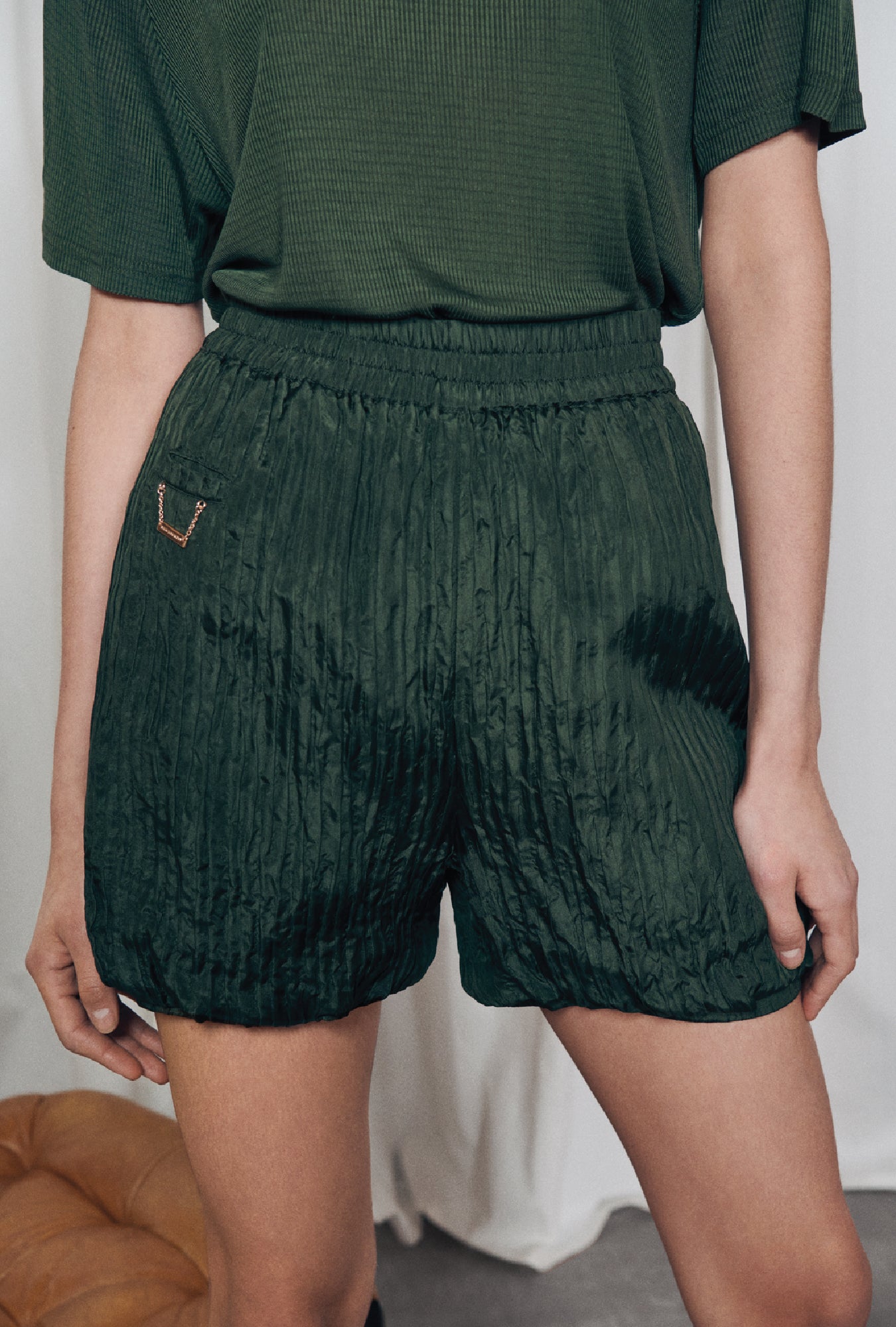 Shorts plissés Cèdre