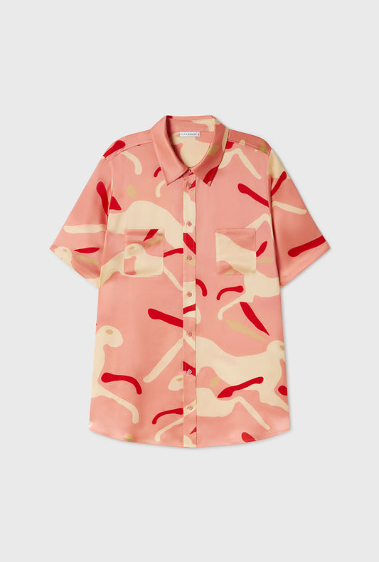Chemise Boyfriend Manches Courtes Lapin Amarante