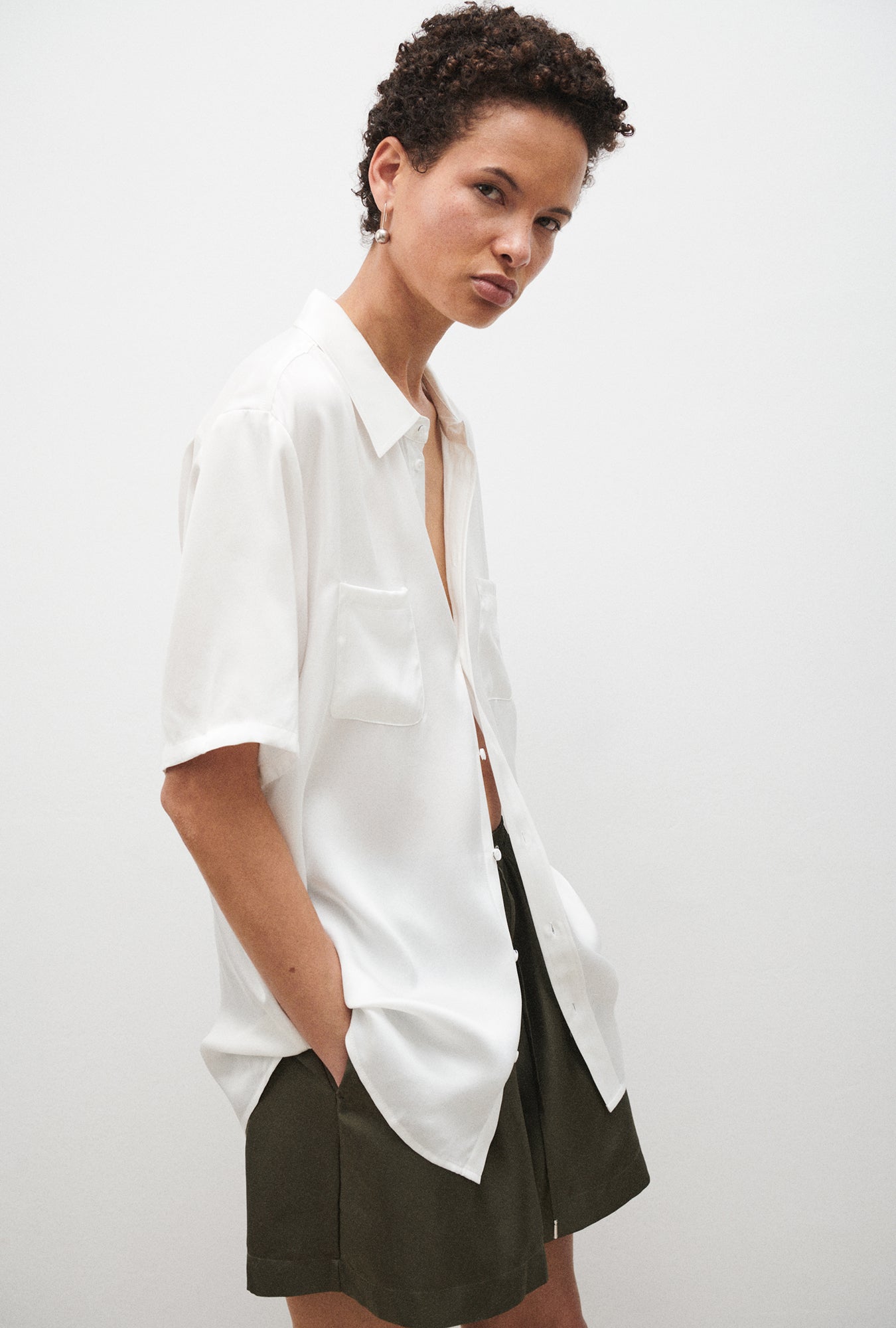 Short Sleeve Boyfriend Shirt White