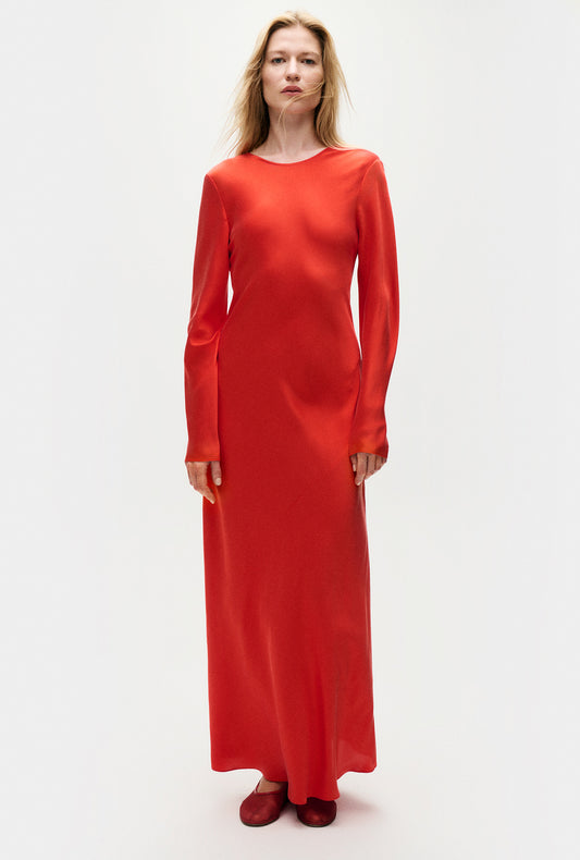Robe biaisée manches longues Géranium