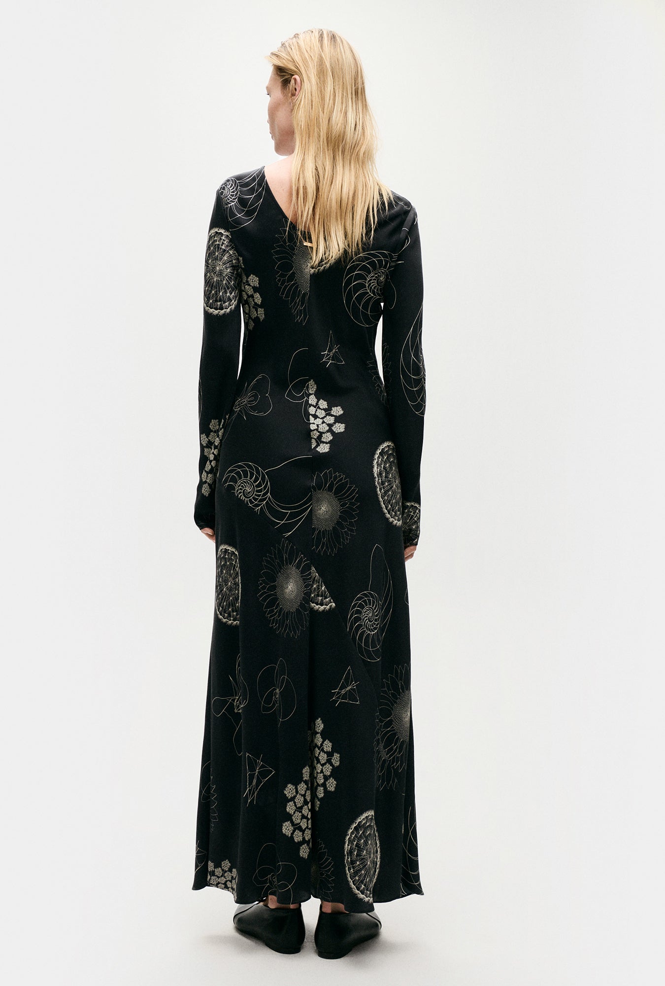 Robe longue en biais Fibonacci noire