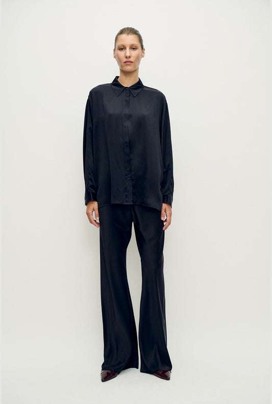 Pantalon coupe en biais noir