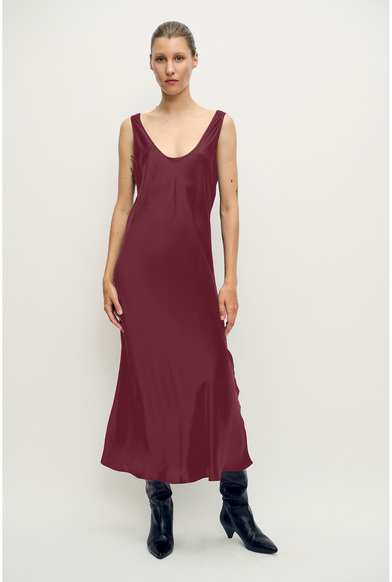 Robe col rond Feuille morte