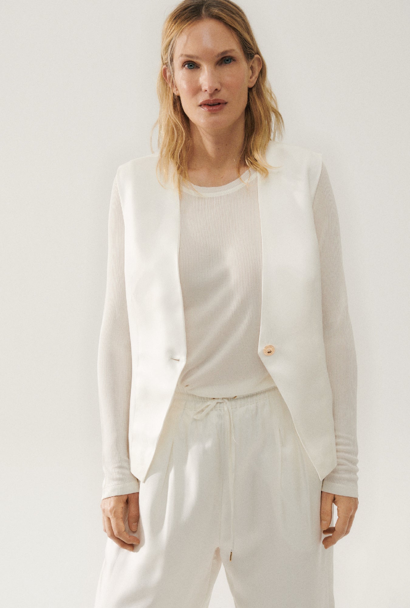 Gilet souple en sergé blanc