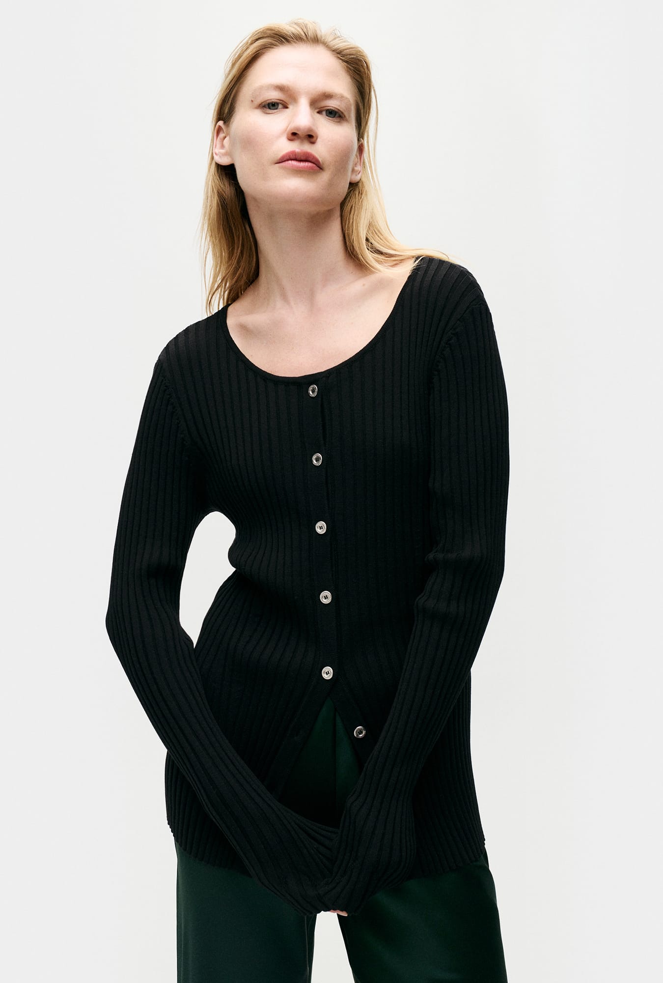 Cardigan côtelé Kia noir