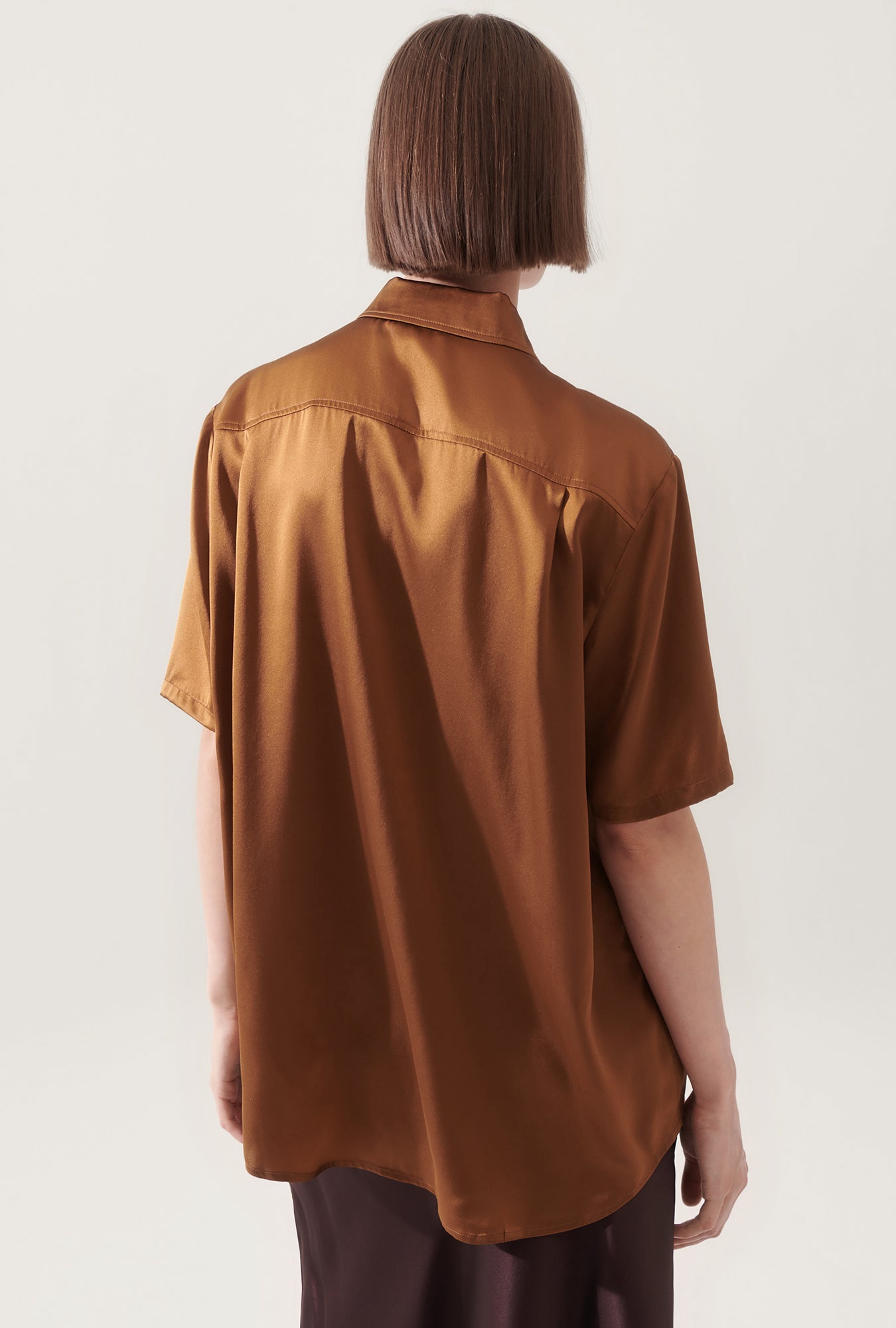 Chemise Boyfriend Manches Courtes Marron Van Dyke