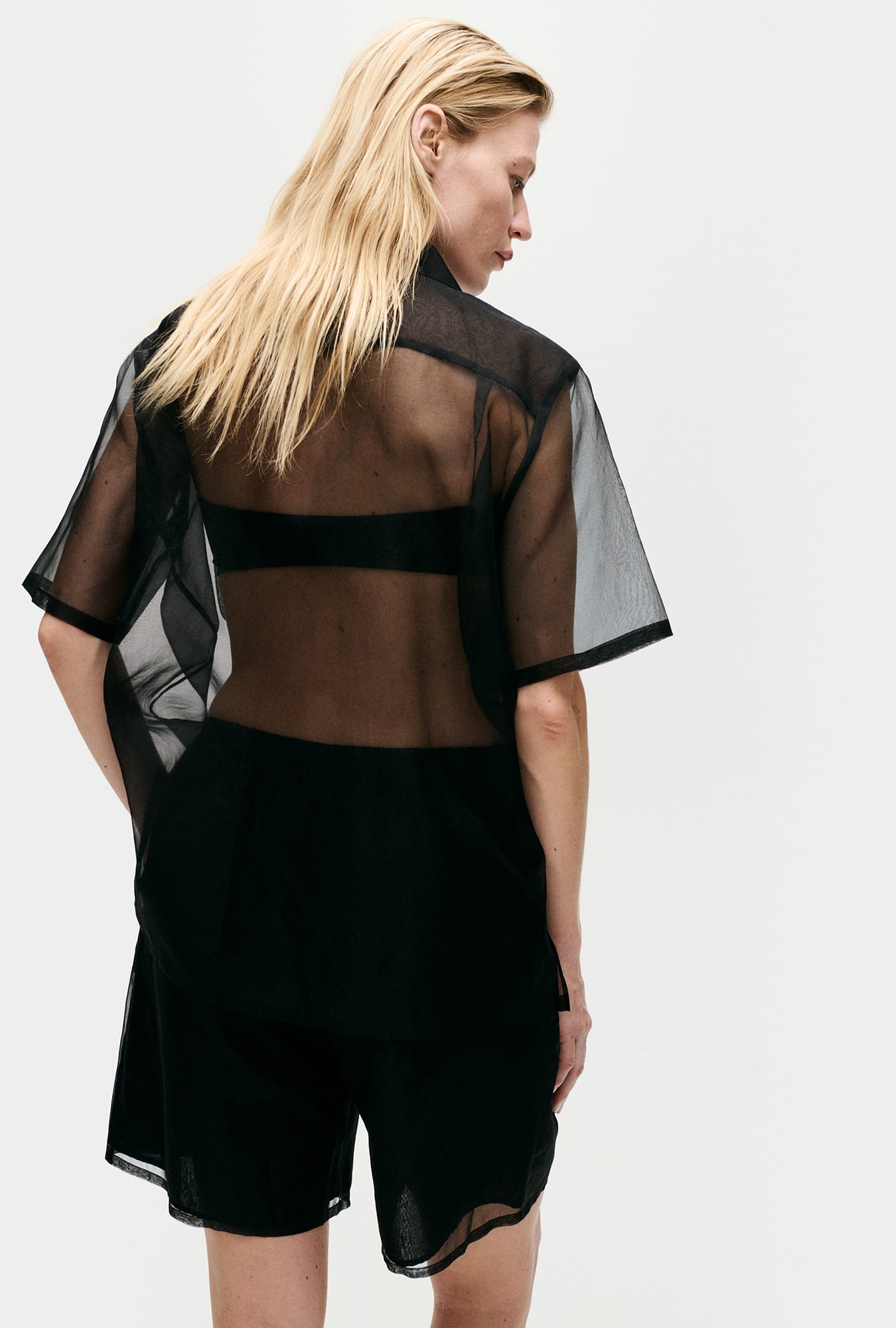 Chemise ample en organza noir