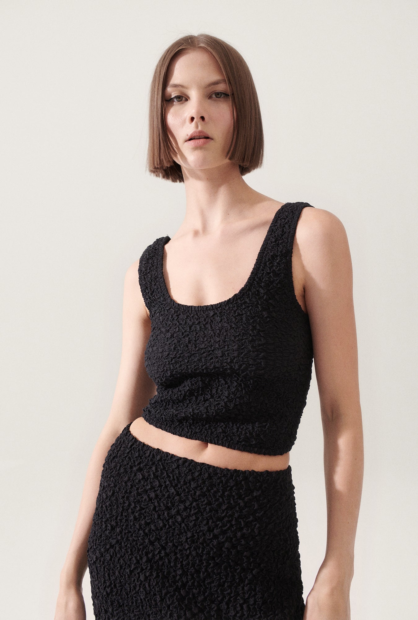Haut court camisole noir Popcorn