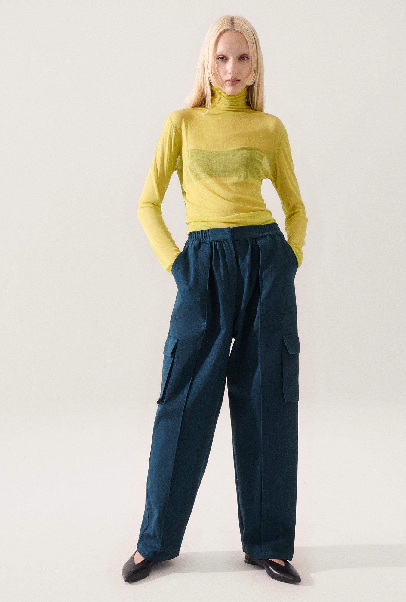Pantalon cargo en toile sarcelle