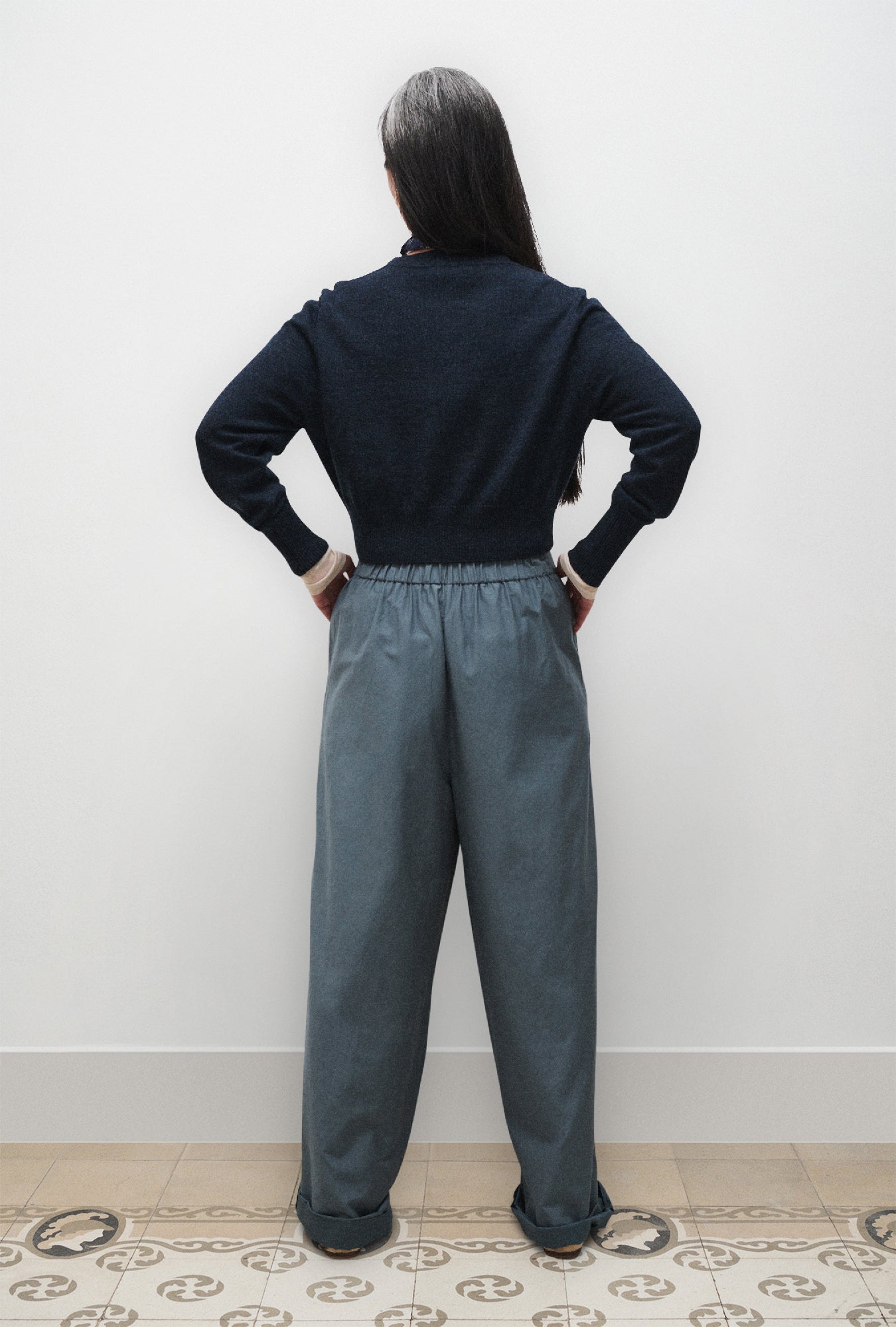 Pantalon en coton et soie Paper Bag Ardoise
