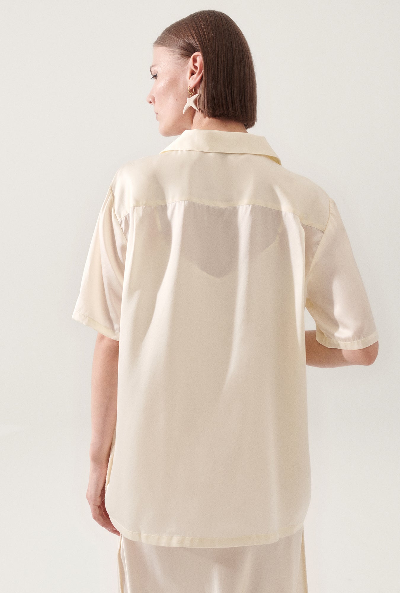 Chemise de camp point de feston blanc cassé