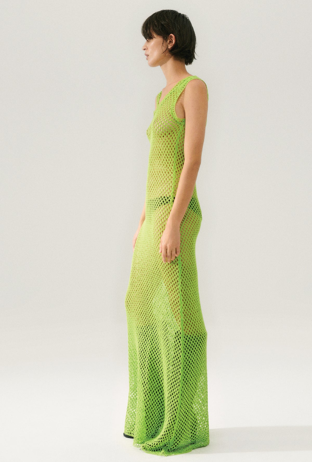 Robe en crochet à encolure dégagée - Fougère