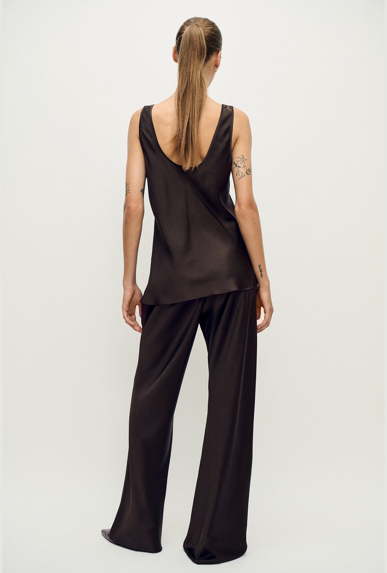 Pantalon coupé en biais vert menthe