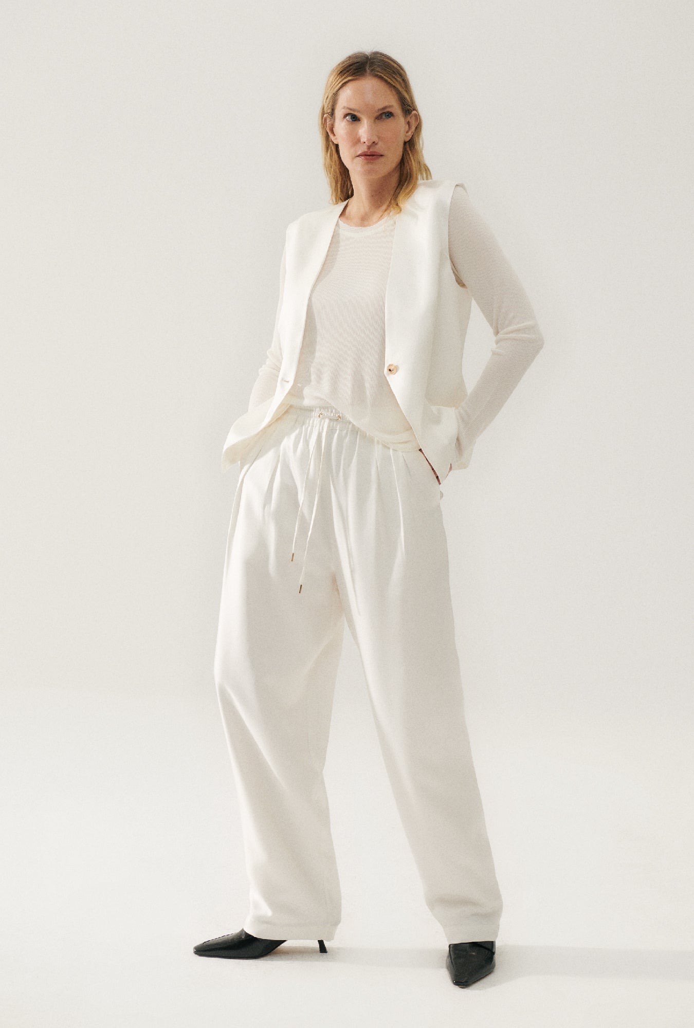 Gilet souple en sergé blanc