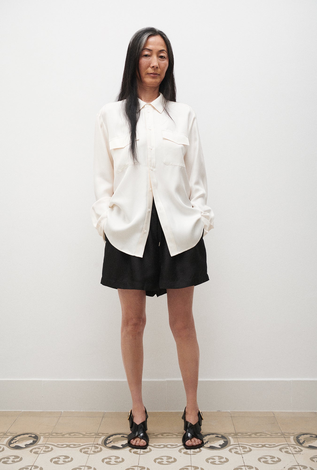 Chemise ample en sergé - Blanc
