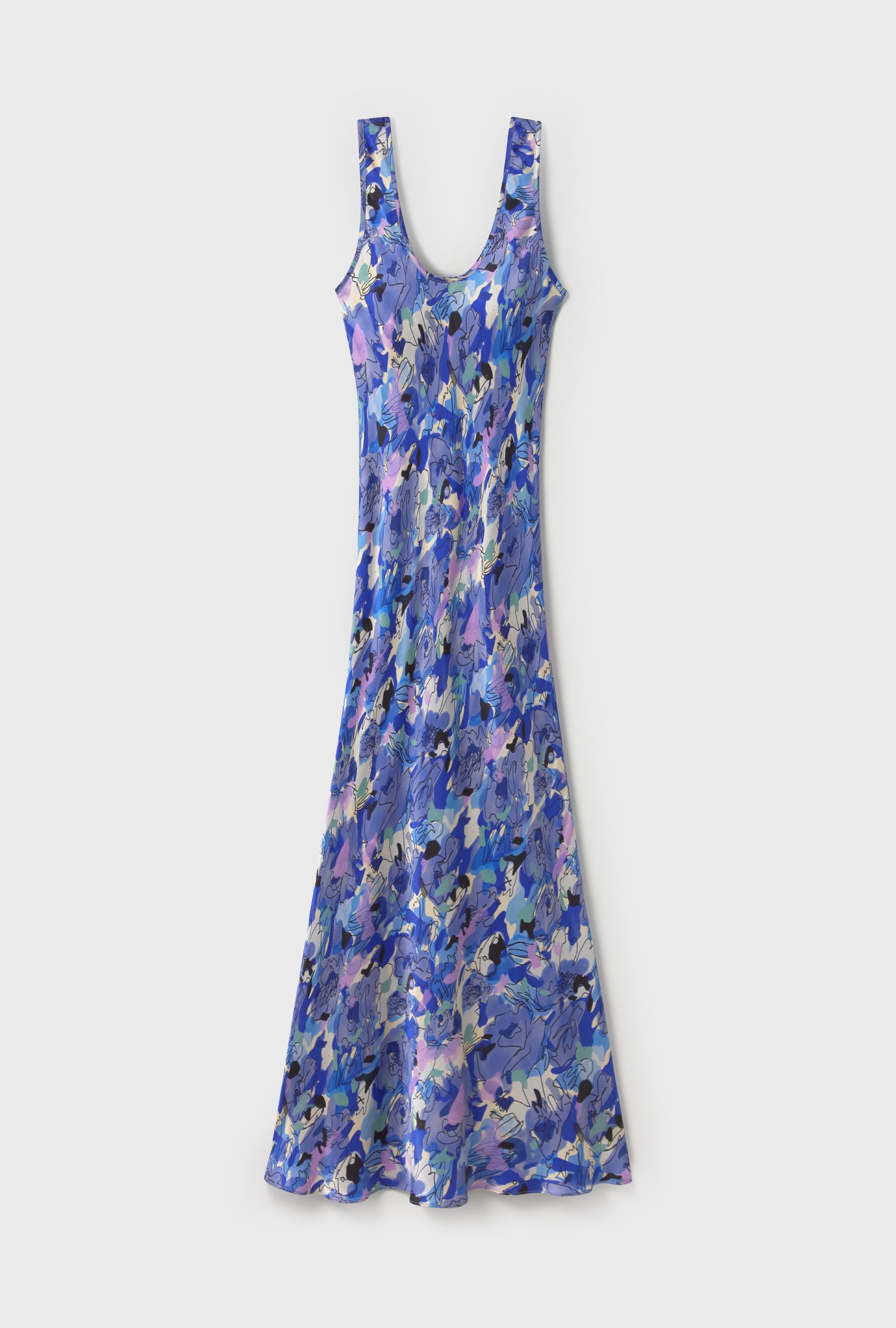 Robe col rond à fleurs bleuet