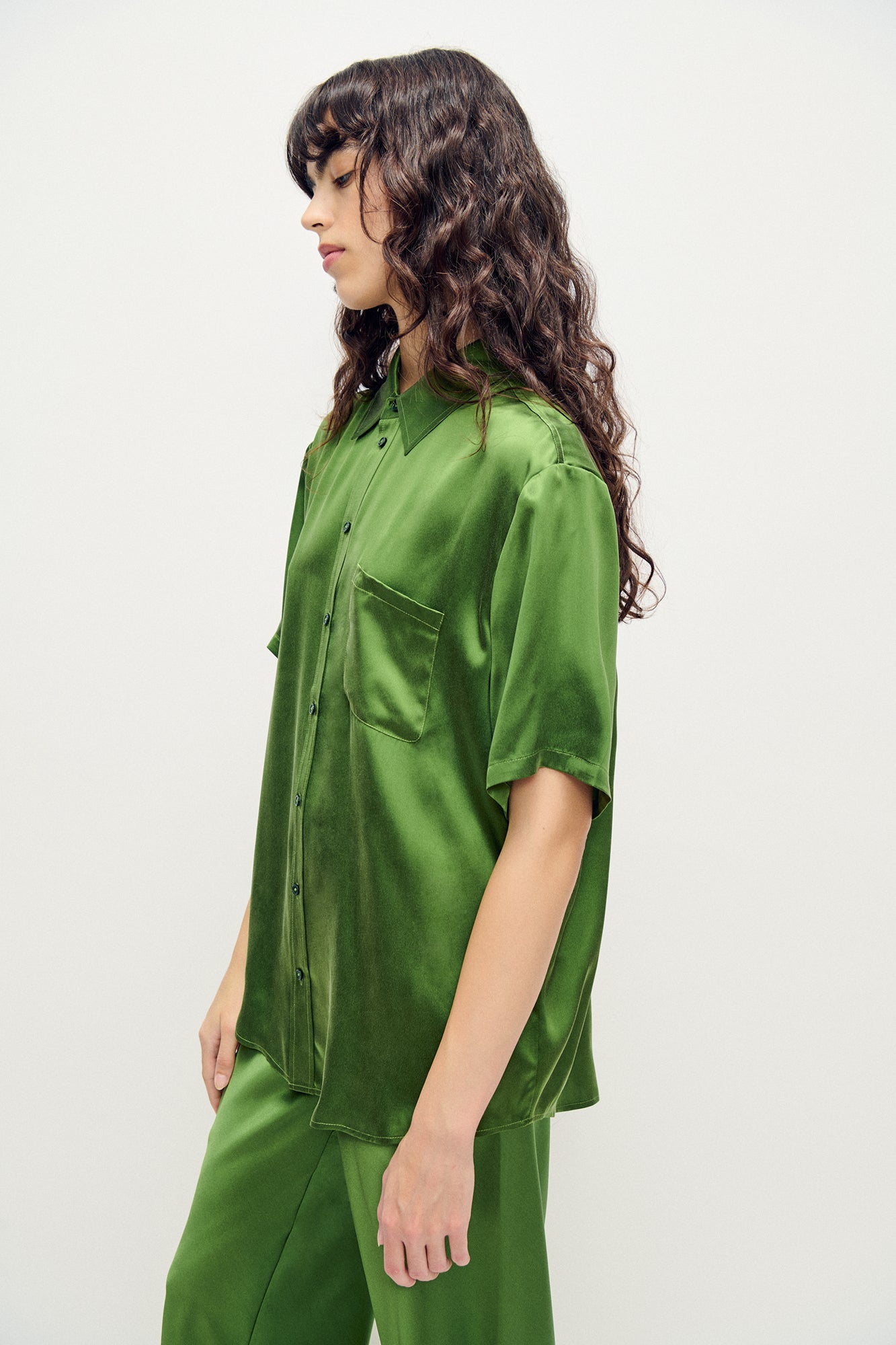 Chemise Boyfriend Manches Courtes Motifs Champs