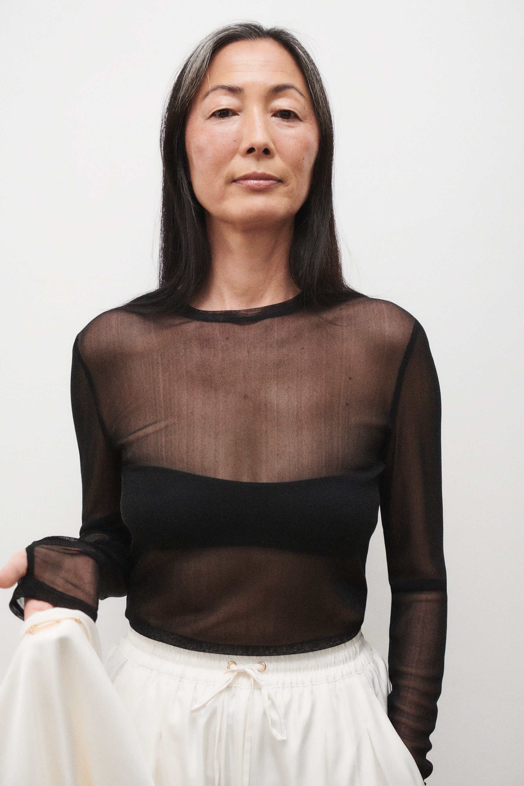 Mesh Long Sleeve Top Black