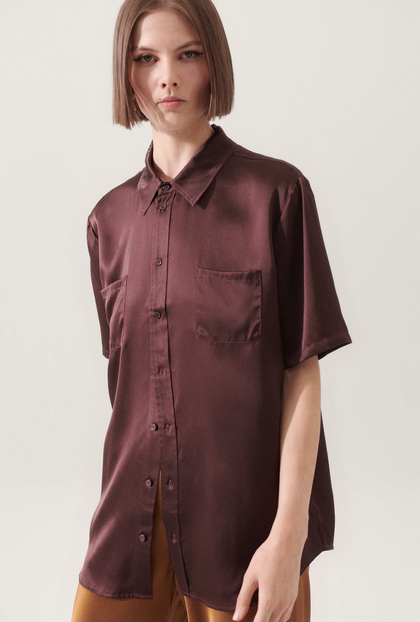 Chemise Boyfriend Manches Courtes Cacao