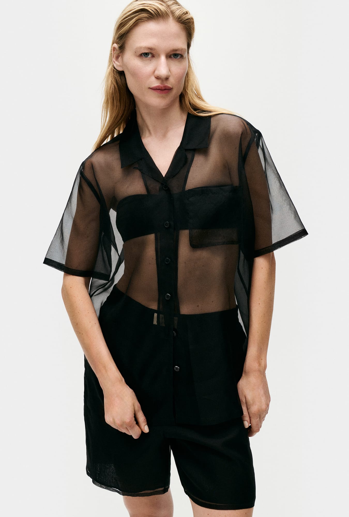 Chemise ample en organza noir