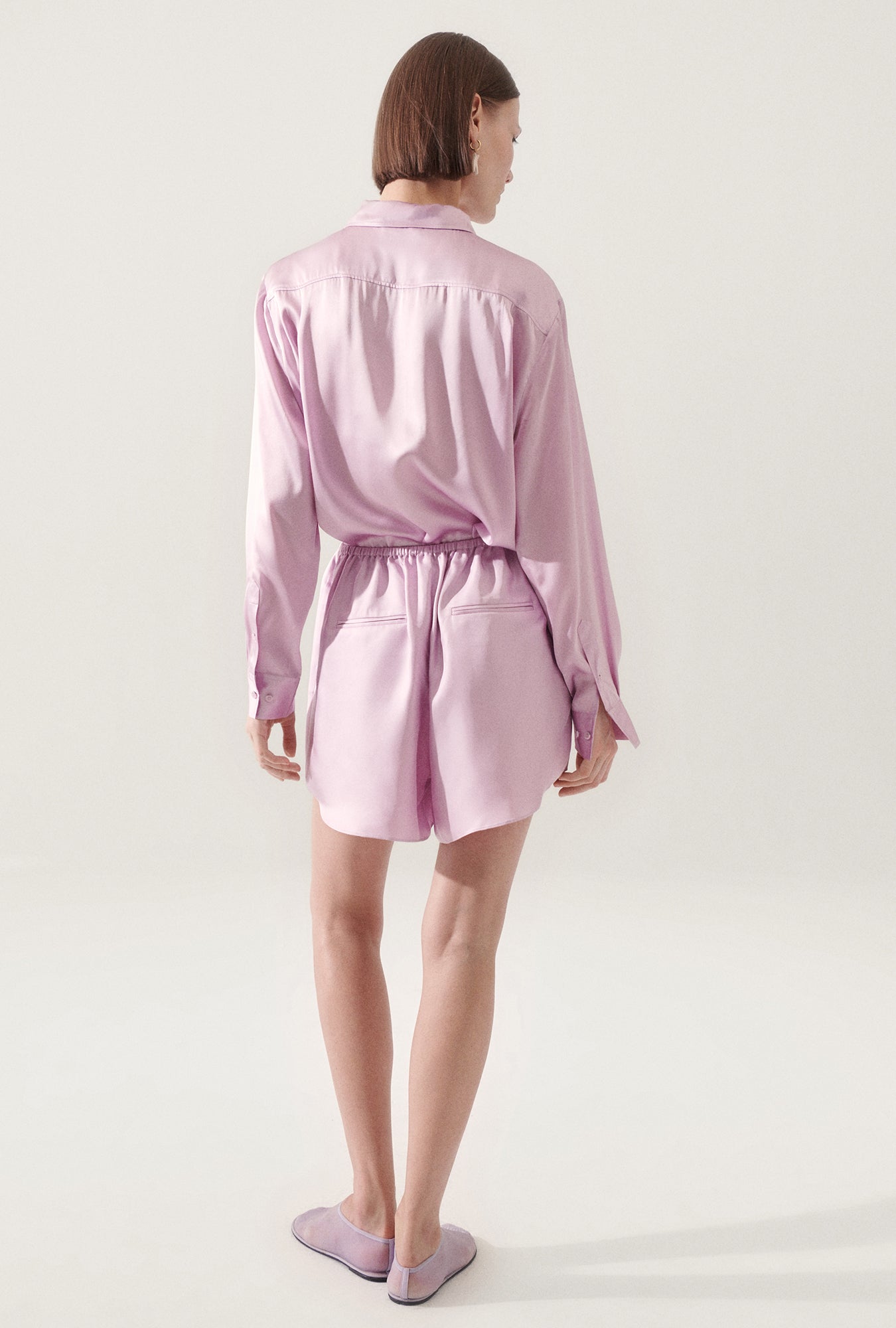 Shorts racer en twill lilas