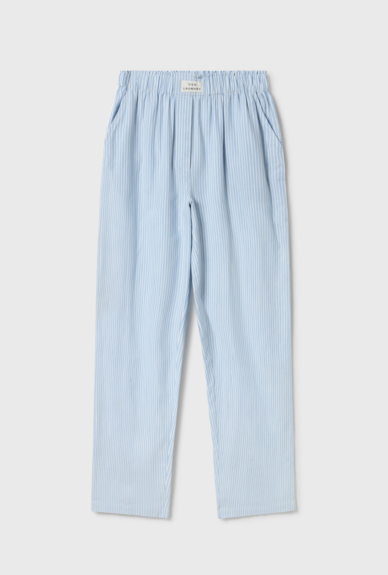 Pantalon en papier de coton rayé orage