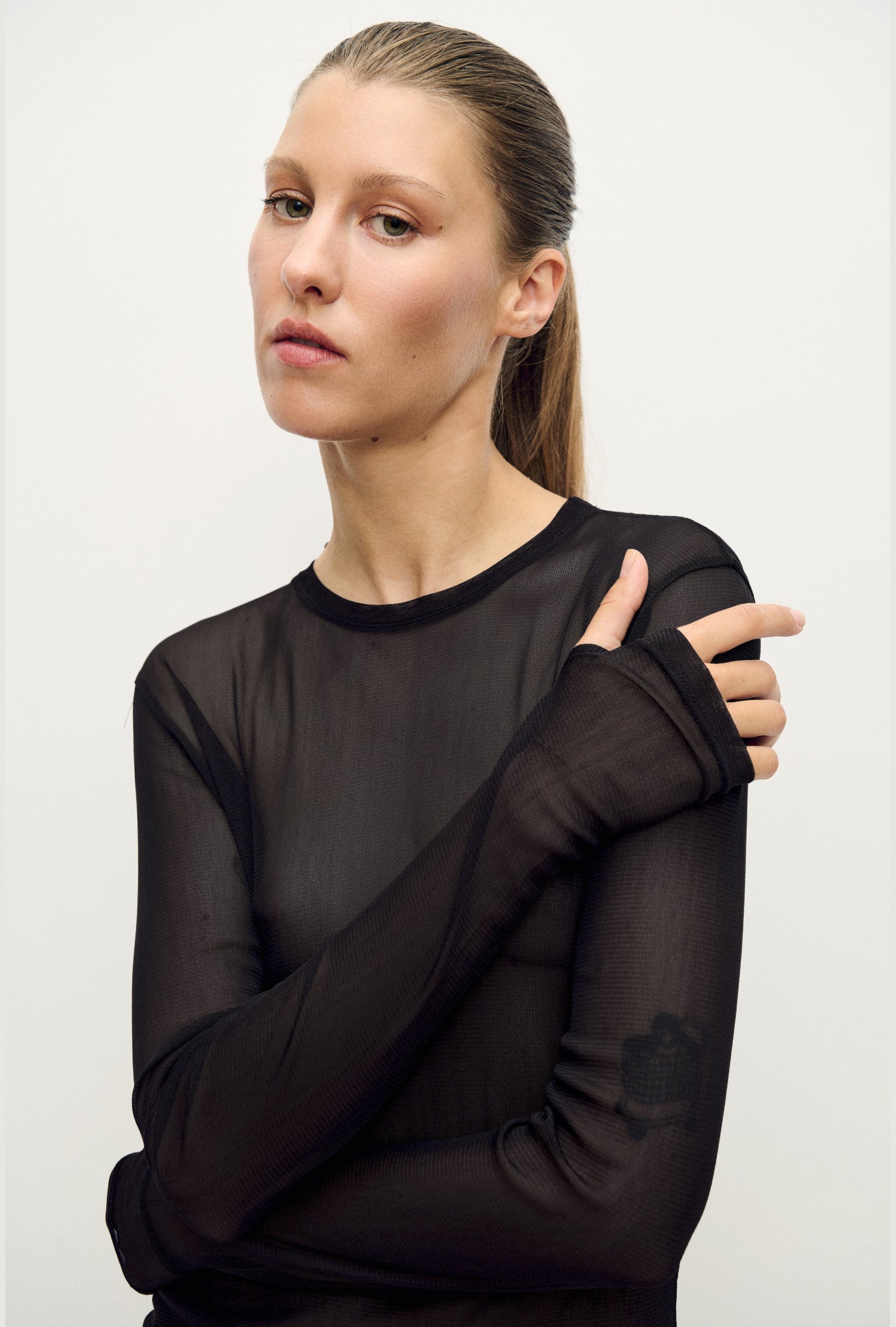 Mesh Long Sleeve Top Black