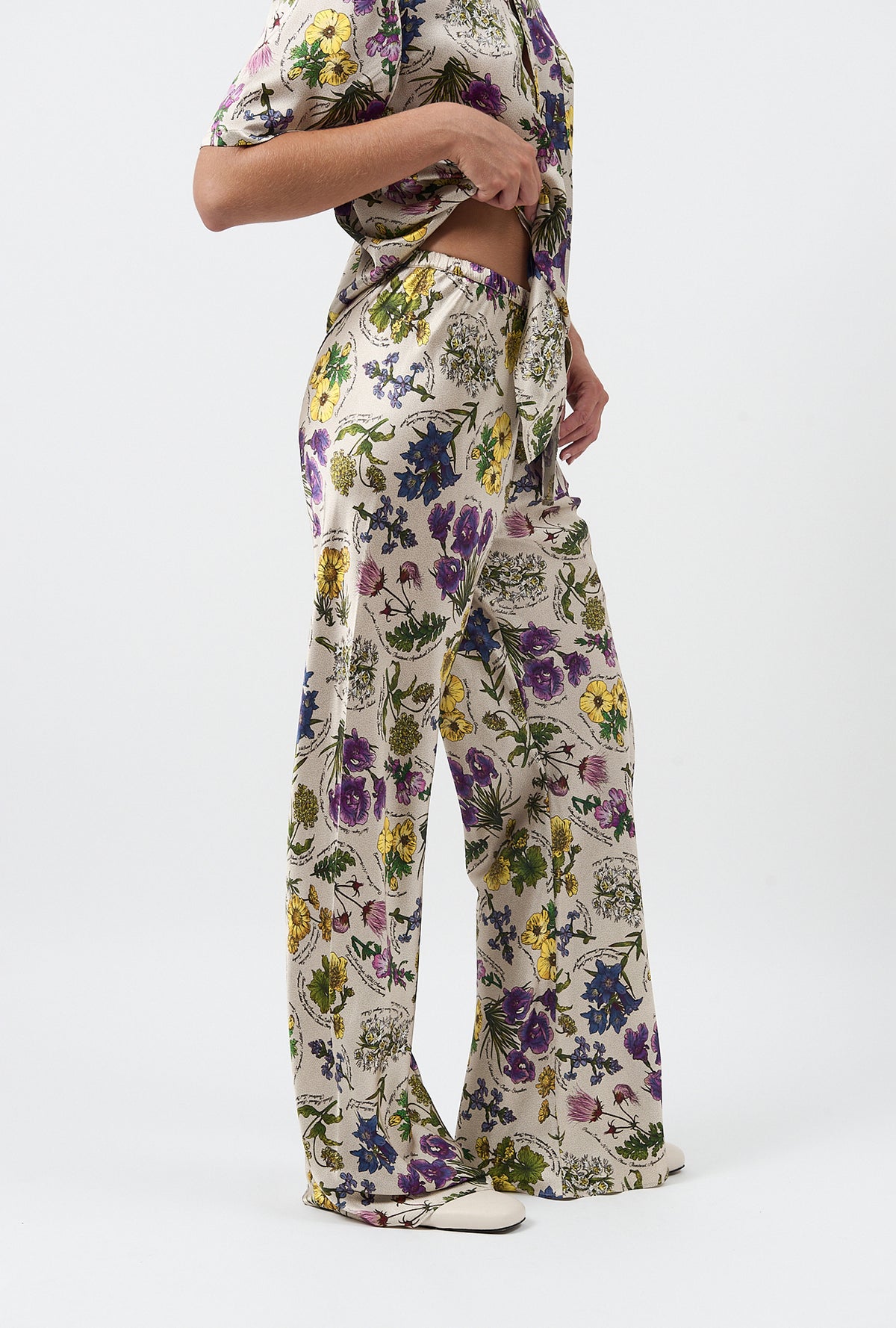 Bias Cut Pants Endangered Flowers