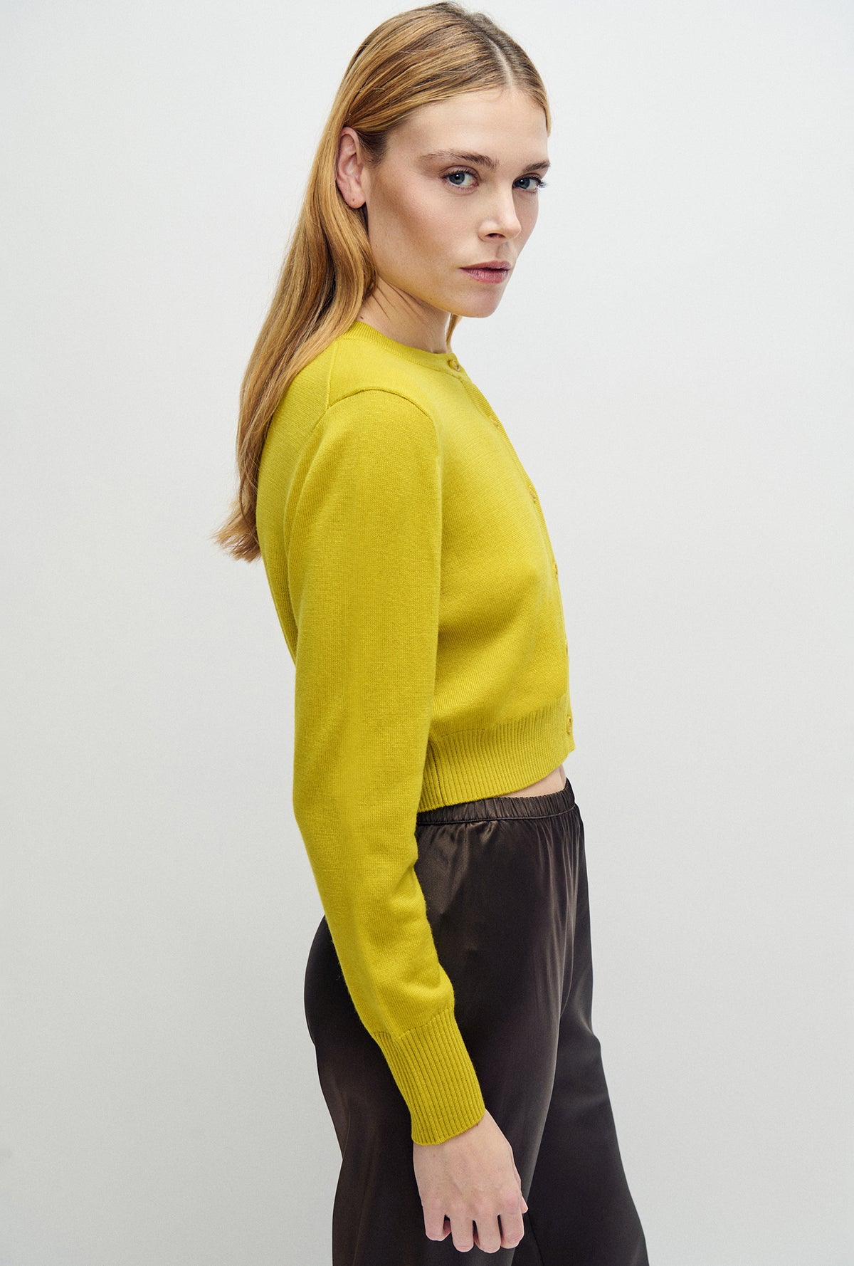 Cropped Cardigan Mustard Yellow
