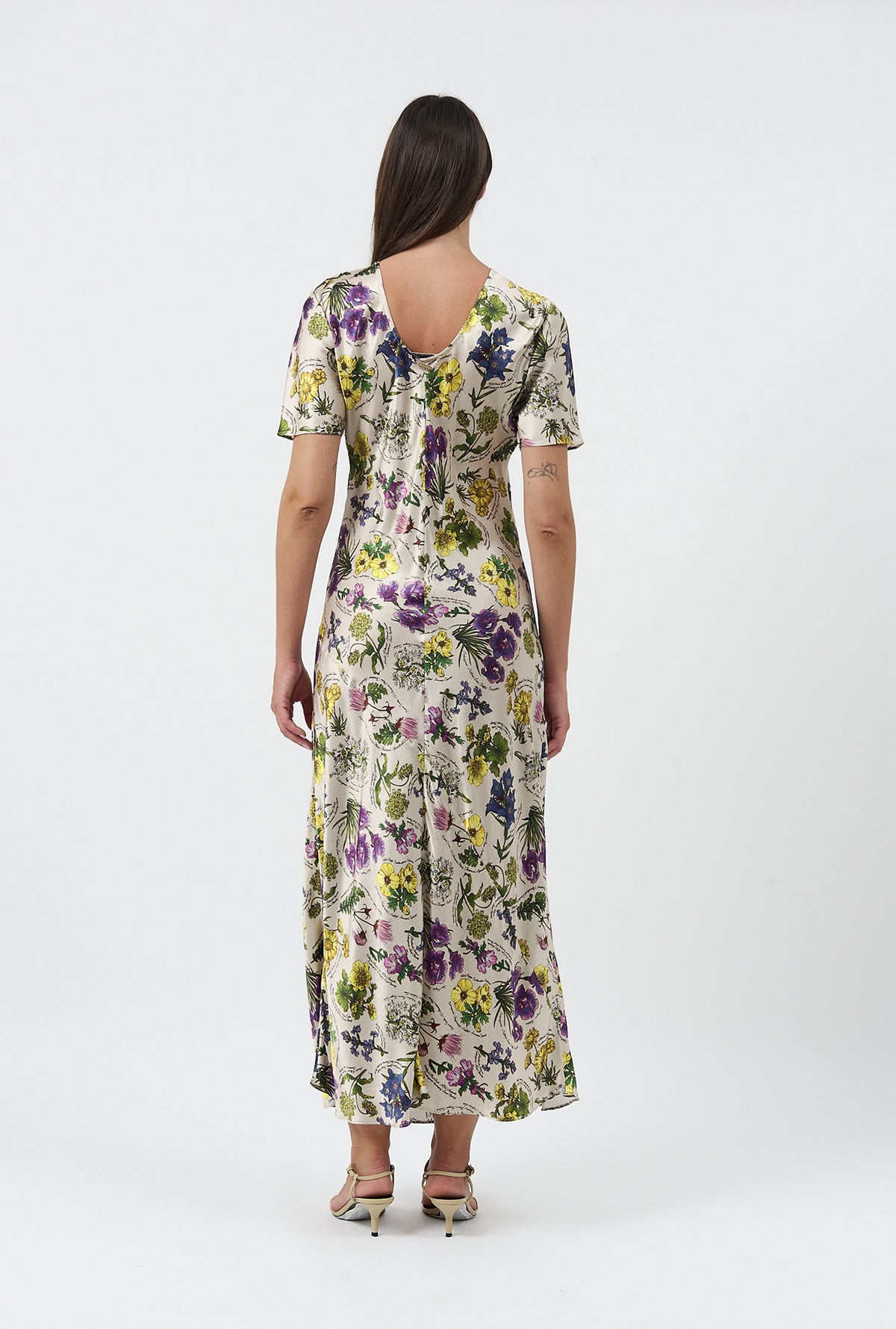 Short Sleeve Bias Cut Dress Endangered Flowers